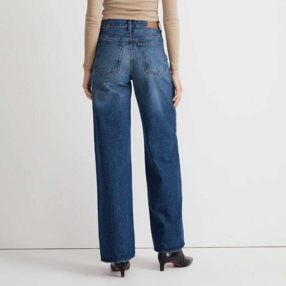 Madewell Superwide-Leg Jeans in Halleran Dark Medium Blue Wash, size 23 - Picture 4 of 14